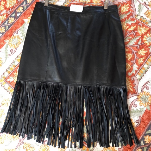 Neiman Marcus Dresses & Skirts - Leather fringe skirt